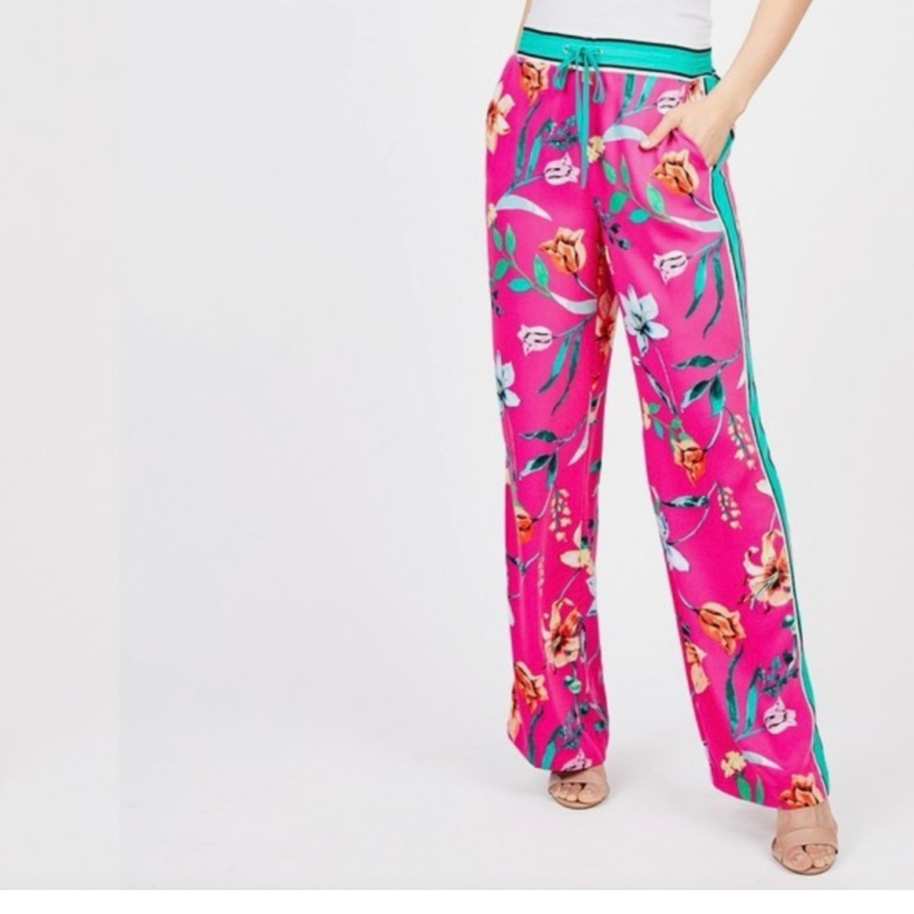Laundry By Shelli Segal Pink and Green Straight Leg Jumpsuit